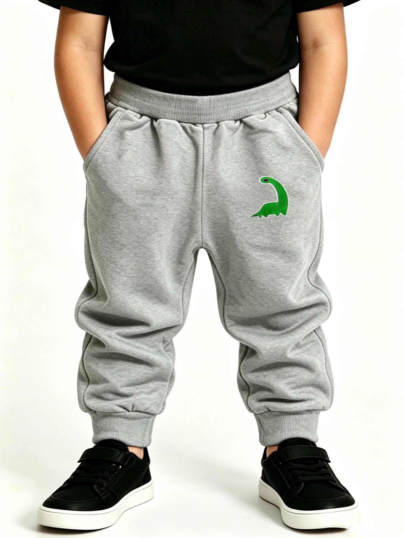 Boys Girls Kids Dinosaur Pattern Sweatpants Gray Yellow Outdoor Play Sports Pants Soft And Comfortable Jogger Children's Trouser