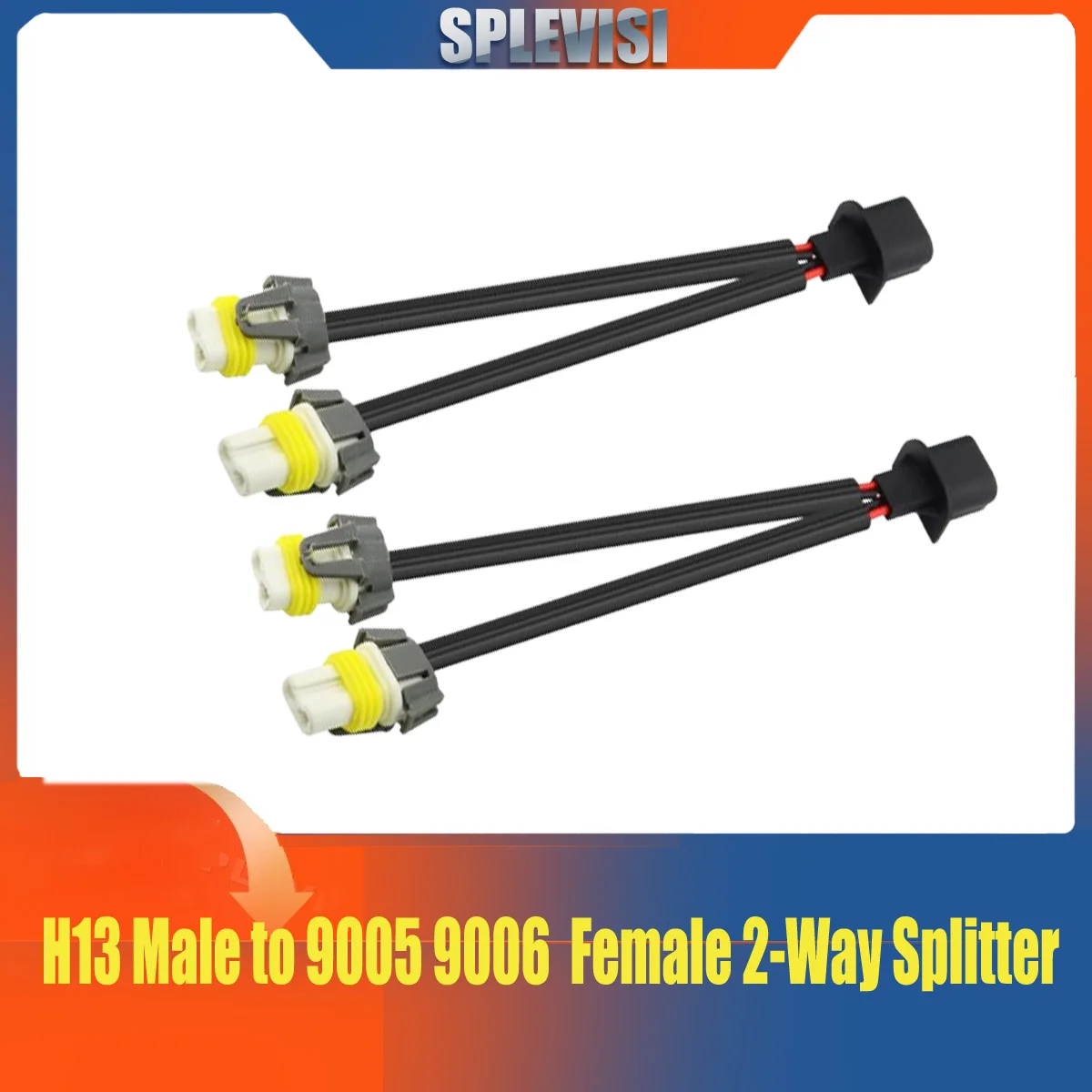 H13 9008 Male to 9005 9006 Female Socket Adapter Connector 1 to 2 Splitter Wiring Harness for Headlight Fog Light Retrofit