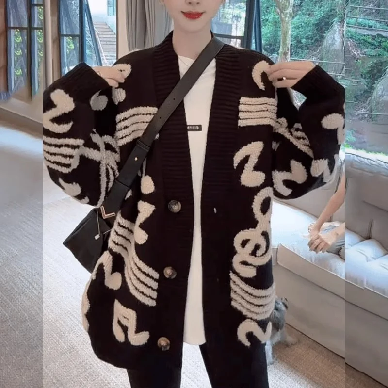 Guangzhou Tredicesimo volto Maglione lavorato a maglia da donna ular di quest'anno Grande Lang No Pilling Maglione cardigan aperto Olio sud