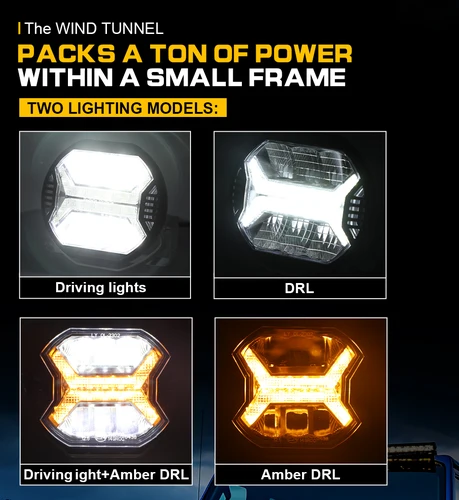 Imagen 2 del producto Barra de luz Led de trabajo para coche de 4 pulgadas, foco de luz de conducción DRL ámbar de 12v para Jeep, barco todoterreno, Tractor, camión, 4x4, SUV, ATV