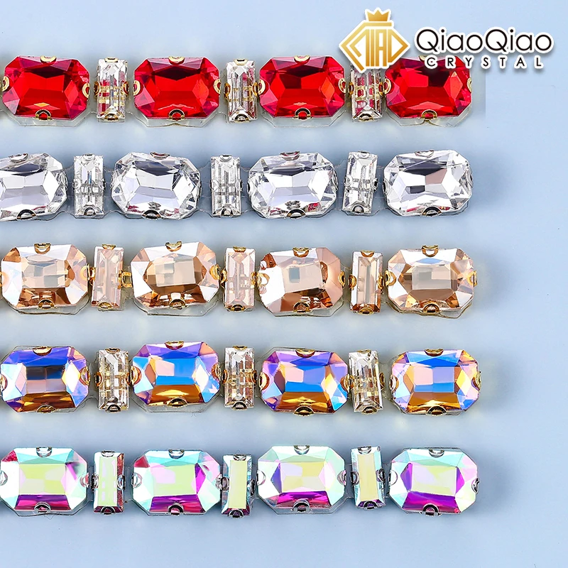 

QIAO 10mm 1Yard Hot Fix Rhinestones Trim Colorful Shiny Crystal Strips for Cloth Bag Shoes Home Decor Wedding DIY Crafts