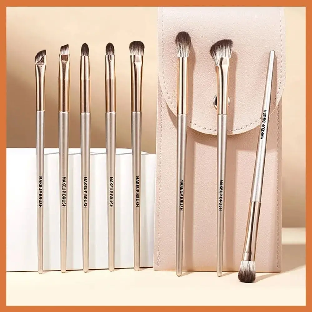

8Pcs Convenient Synthetic Fibre Eye Makeup Brush Set Soft Skin Friendly Eye Shadow Brush with PU Bag Eye Makeup Tools Women