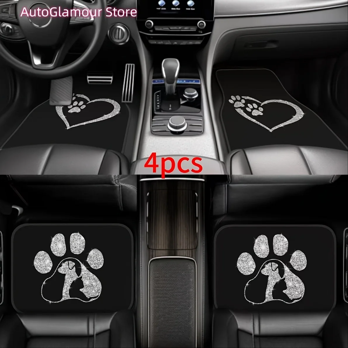 Set of 4 Universal Car Floor Mats Featuring a Lucky Heart Claw Design, Ideal for Protecting Both Front And Rear Seats in Any Veh