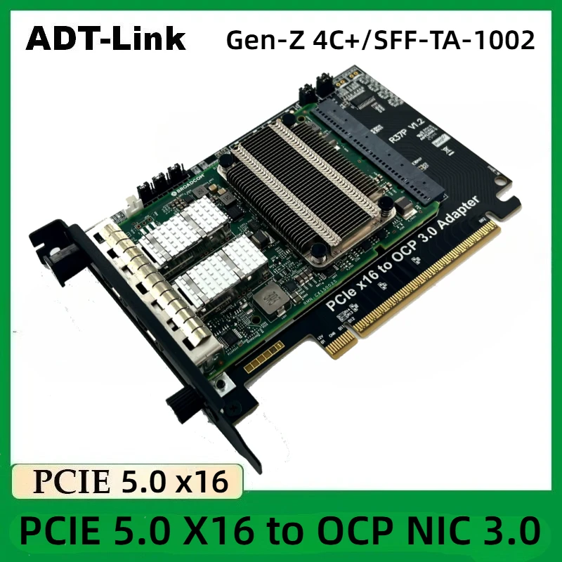R37P PCIe 5.0 x16 to Gen-Z 4C+/SFF-TA-1002 Adapter Card OCP NIC3.0 High Performance External PCIe x16 Bifurcation Expansion Card