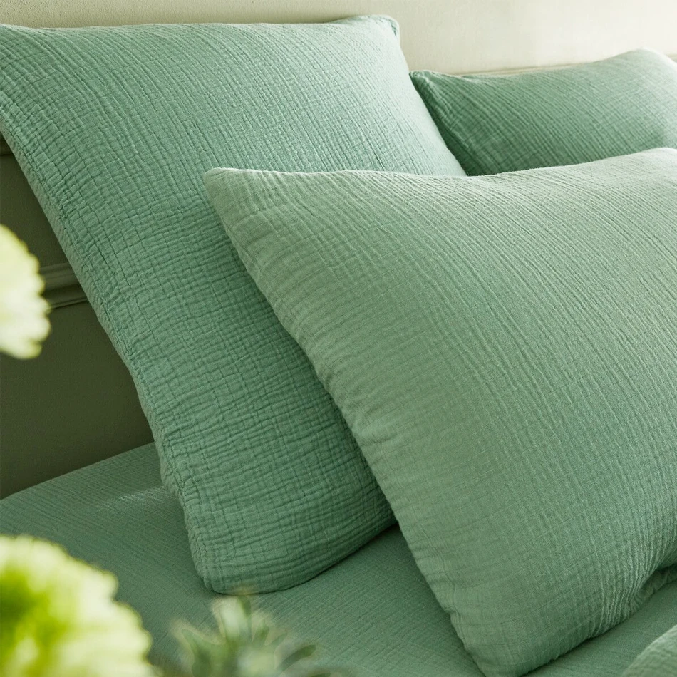 Taie d'oreiller en coton, douce et confortable, en gaze double couche, pour la décoration de la maison, du canapé et du salon, avec fermeture éclair invisible