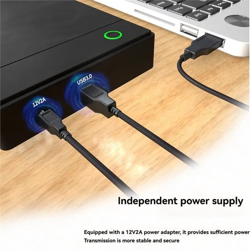 【HASD】حافظة محرك الأقراص الصلبة مقاس 3.5 بوصة، حافظة USB 3.0 SATA HDD حتى 20 تيرابايت مع محول طاقة UASP 12V 2A بقابس أمريكي