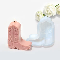 Christmas Boots Candle Silicone Mold DIY Handmade Aromatherapy Gypsum Soap Candle Making Mould Cowboy Boot Silicone Molds