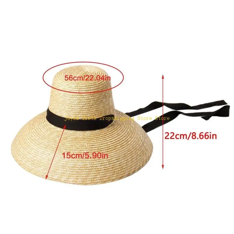 Mũ mùa hè vành lớn thanh lịch Mũ rơm đơn giản Tấm che nắng hoang dã cho chụp ảnh đường phố 10CD