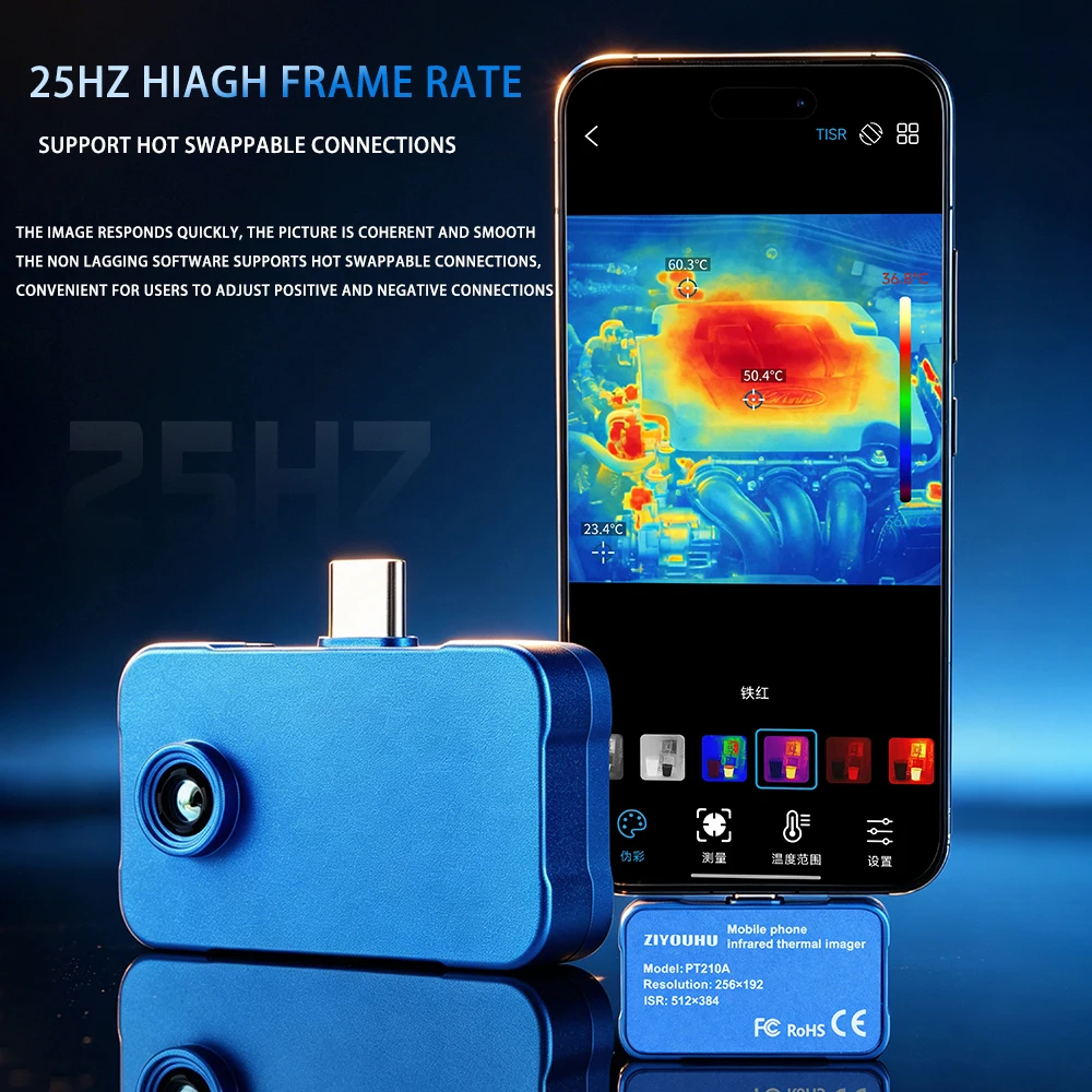 Cámara Térmica para Teléfono ZYH96, Mini Cámara Térmica Externa para Inspección de Circuitos, Visión Nocturna en Exteriores, Protección de la Privacidad en Hoteles
