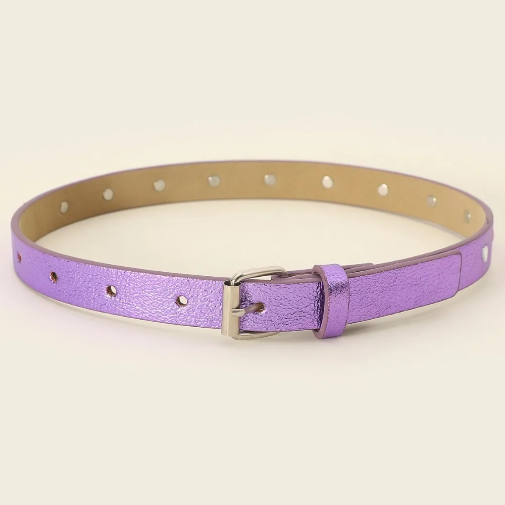 Purple Kids Belt Cute Light Pu Leather Performance Belt Metal Buckle Love Belt