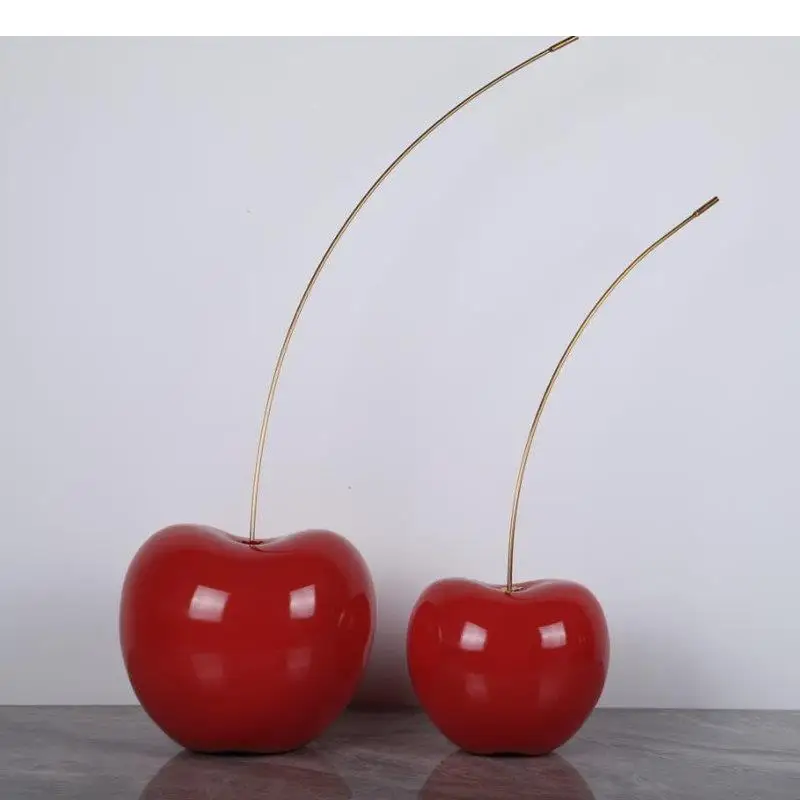 

Simulation Resin Cherry Fruits Statue Room Aesthetics Desk Decoration Crafts Fruit Sculpture Ornaments Modern Home Decor