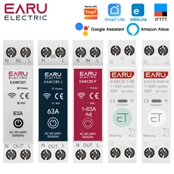 Tuya eWeLink WiFi Smart Circuit Breaker MCB 1P+N 63A Timer Relay kWh Voltage Current Meter Protector Voice Remote Control Switch
