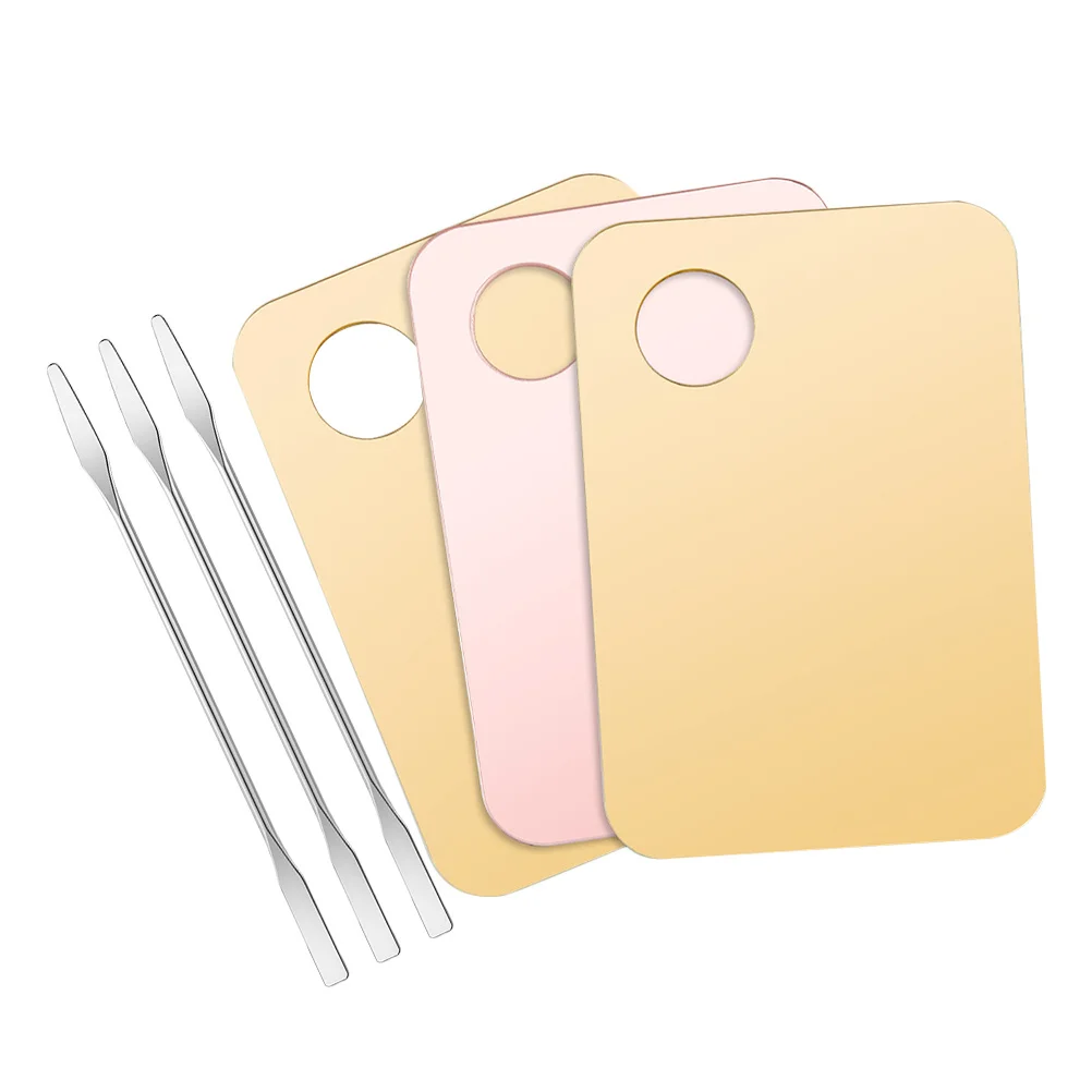 3 set tavolozza per miscelazione trucco con spatole per miscelazione fondotinta strumento per miscelare colori piatto per cosmetici piatto per trucco