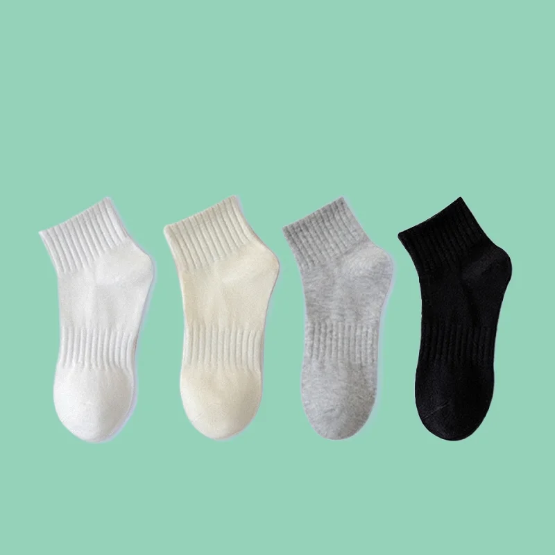 

4/8/12 Paris New Fashion Pure Color Cotton Socks Korean Sports Couple Socks Summer Socks Black And White Middle Socks