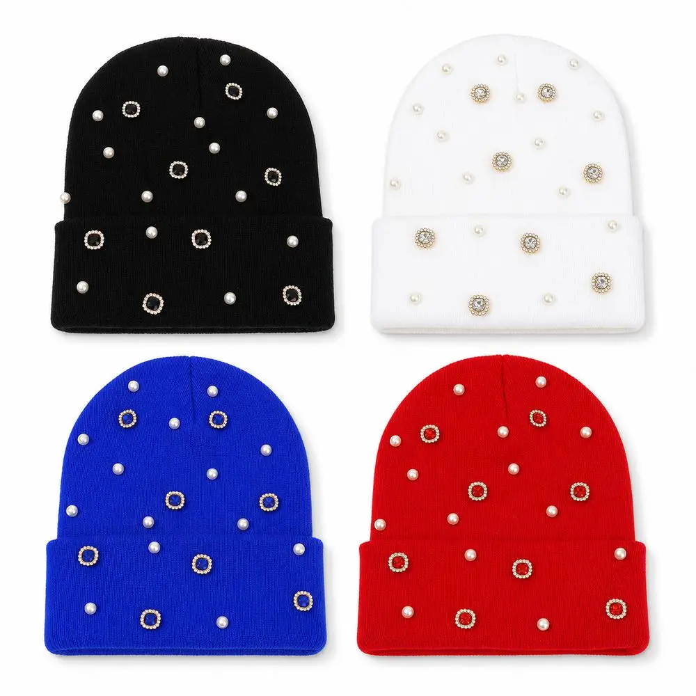 Fashion Cotton Knitted Beanie Hat Knitted Texture Brimless Style Winter Knit Hat Warm Coverage Pullover Hat Women