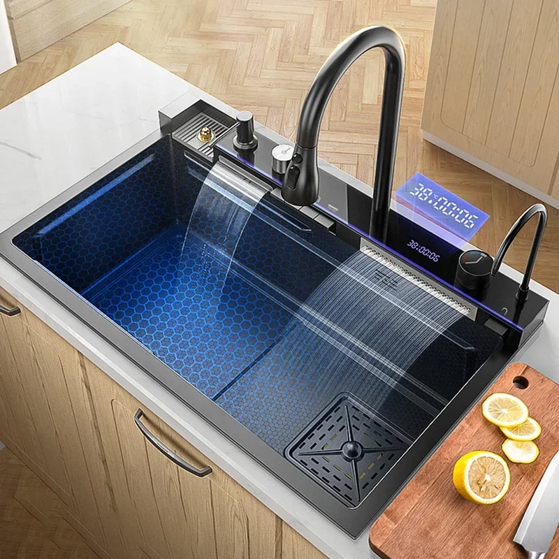 

Modern Smart Kitchen Sinks for Apartments Creative Metal Multi-functional Sinks Luxury Household Kitchen Sinks for Rental Houses