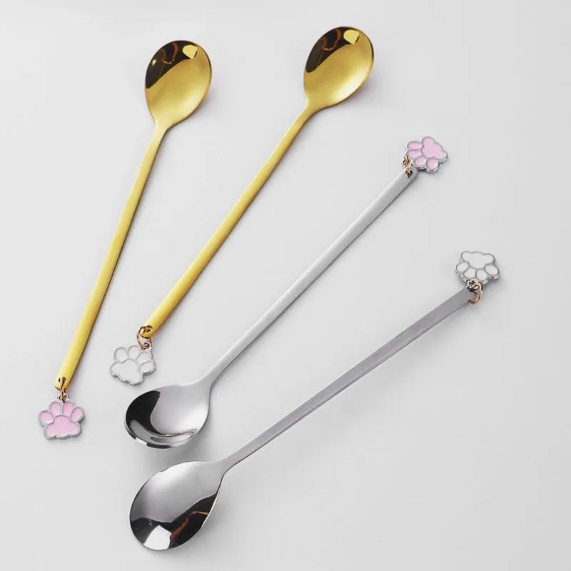 Spoon, Stainless Steel Coffee Spoon, Dessert Mixing Spoon, Cute with A High Appearance Level Golden Color view 5