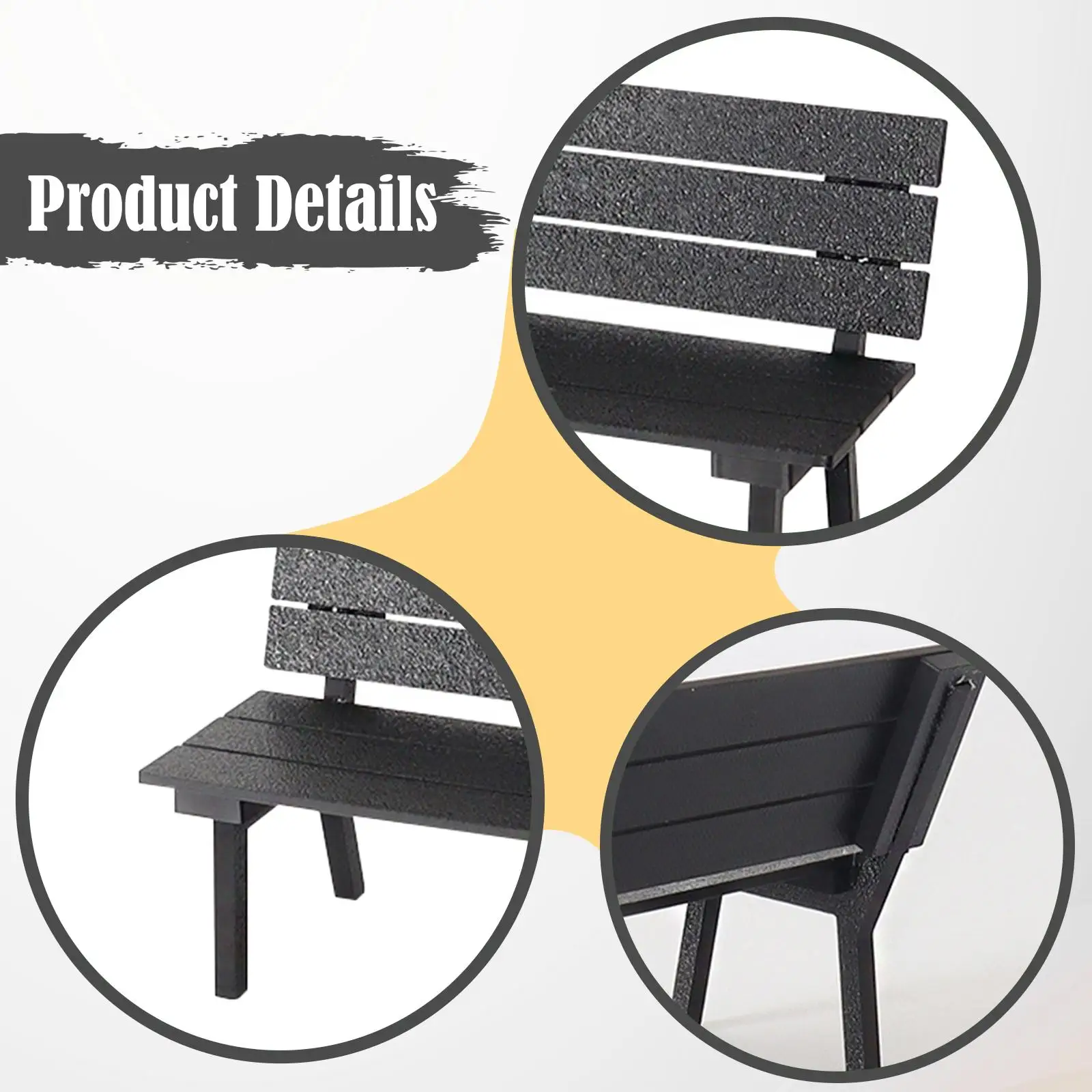 Miniature Garden Bench, Decorative Mini Park Bench, Mini Patio Furniture Chair Model Miniature Furniture for Furnishings