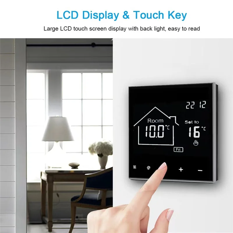 ABSY Tuya Smart Thermostat LCD Touch Screen, For Water Floor Heating System, Energy Efficient,Remote Temperature Control