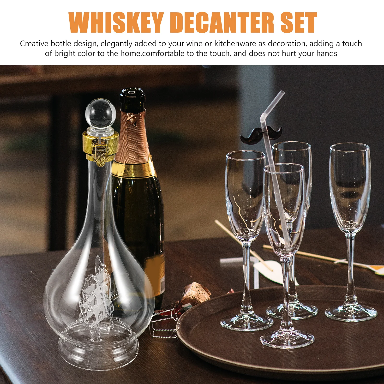 

Transparent Glass Decanter Creative Sailboat 500ml Whiskey Bottle Clear Wine Liquor Bottle Elegant Glass Decanter