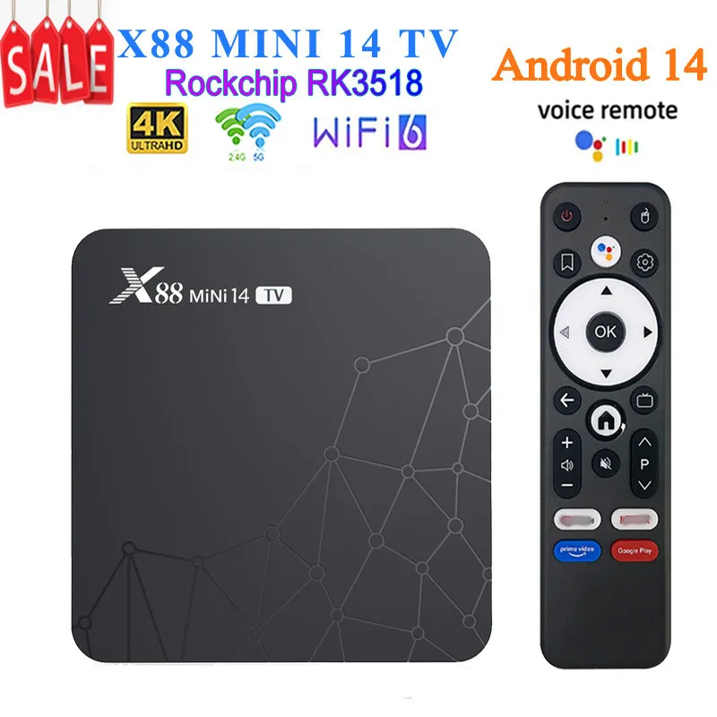 

X88 mini 14 TV Android 14 TV Box Rockchip RK3518 2GB 16GB 4K HD WIFI6 BT5.0 Media Player Set Top Box