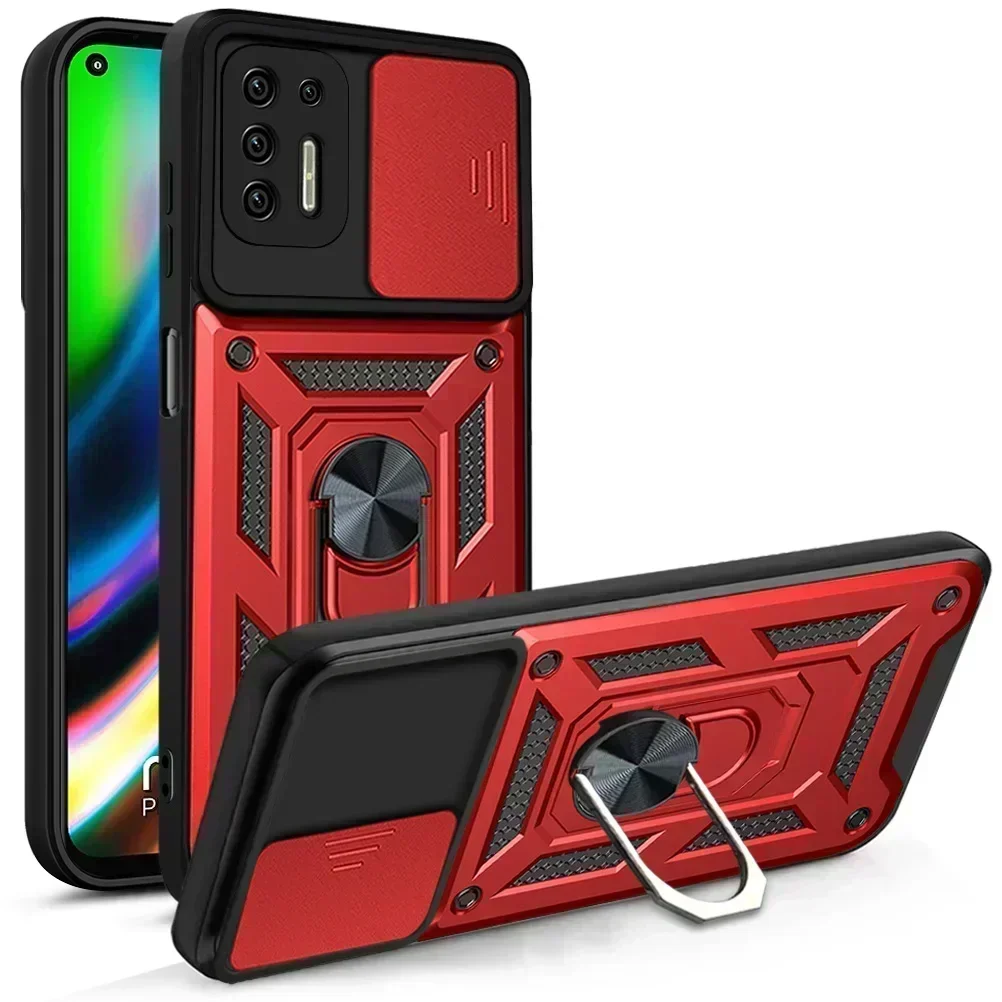 Funda para Motorola Moto G9 Plus a prueba de golpes, armadura de parachoques, cámara protectora, soporte magnético, cubierta de anillo para Moto G 9 Play E7 Plus