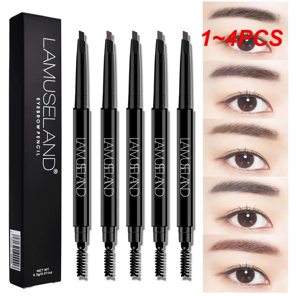 1~4PCS Five Color Eyebrow Pencil Double Head Design Double Head Double Ended Eyebrow Pencil Makeup Auto Rotate Eyebrow Pencil