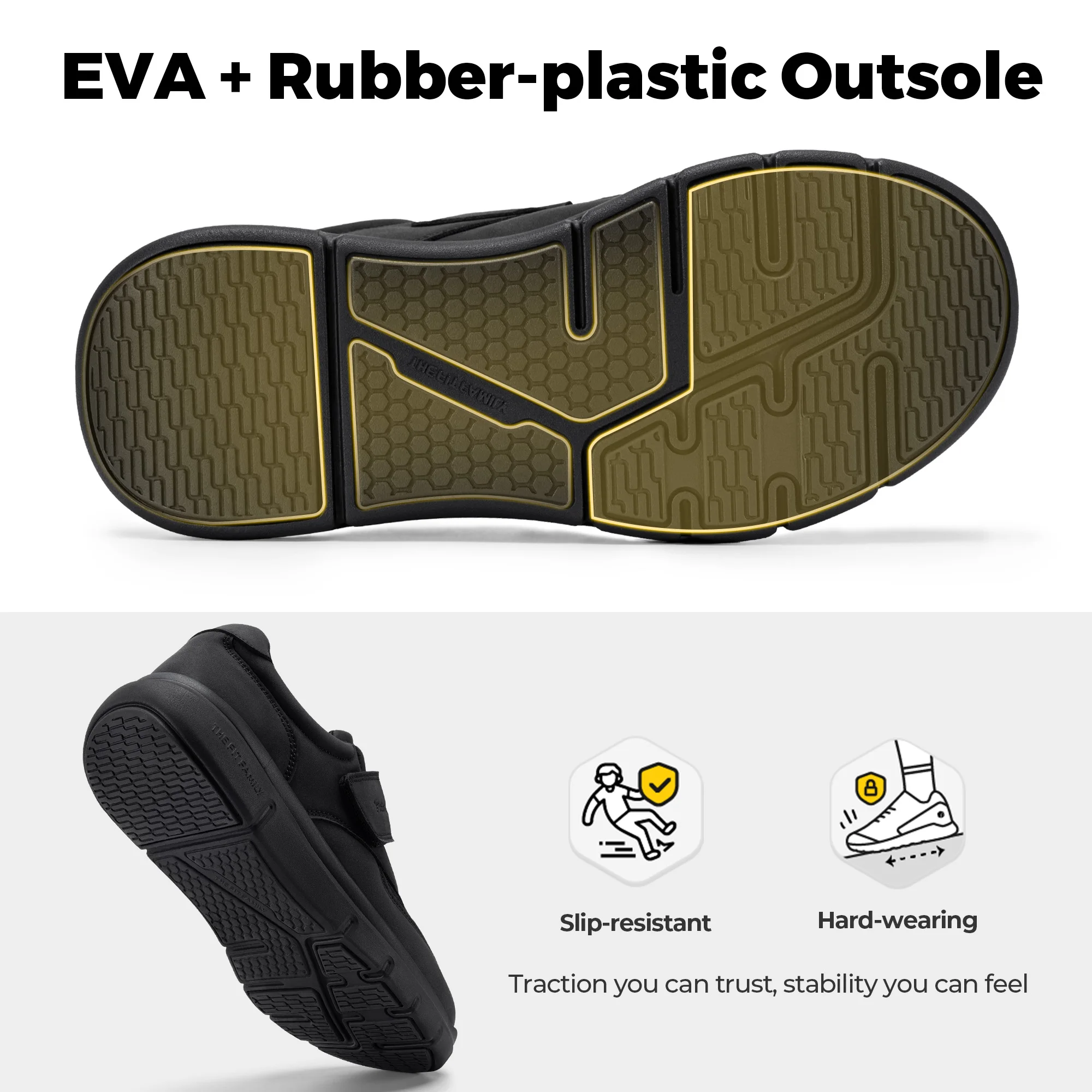 Fittington Herren-Diabetiker-Schuhe, extra breite Zehenpartie, Winterstiefel, warmes Plüschfutter, Hausschuhe für Männer mit geschwollenen Füßen, rutschfest – Detail 7