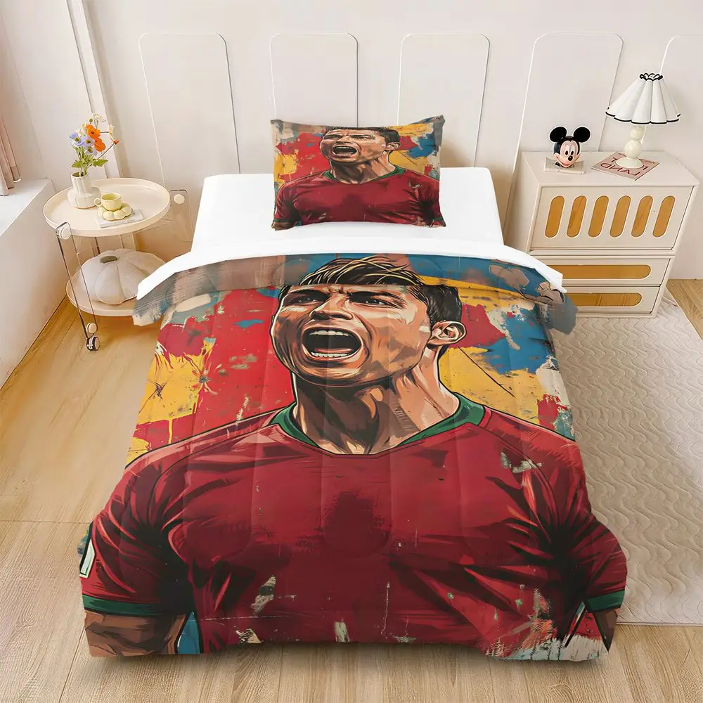 Portrait Comforter Set, Vibrant Street Art Bedding Set with Pillowcase, Digital Print Microfiber Quilt for Teen Bedroom Dorm