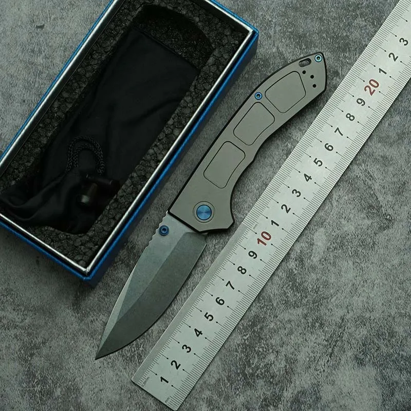 New Blue Hard Box 748 Mark M390 Blade Aluminum Alloy Handle Outdoor Camping Hunting Kitchen Survival EDC Tool Folding Knife