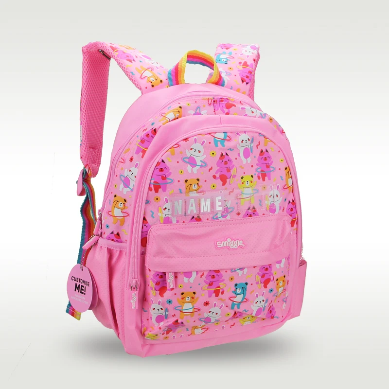 Australia Smiggle original hot-selling children's schoolbag high-quality girls cute pink bear schoolbag 4-7 years old 14 inches