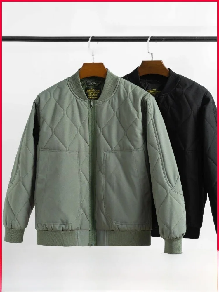 

Trendy Line Japanese Retro Quilted Cotton Filled Thickened Baseball Collar Flight Jacket Cotton Outerwear for Youth