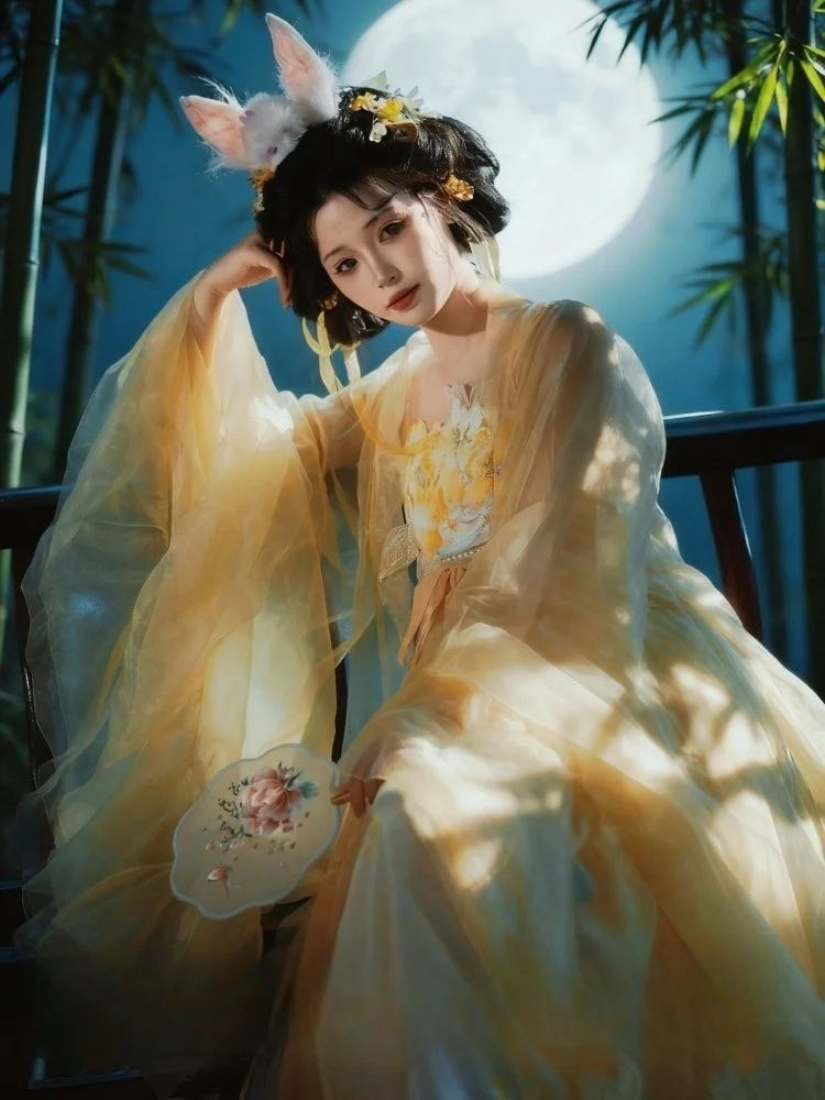 Hanfu women's one-piece chest-length blouse and skirt large-sleeved dress ancient Chinese style chezi skirt