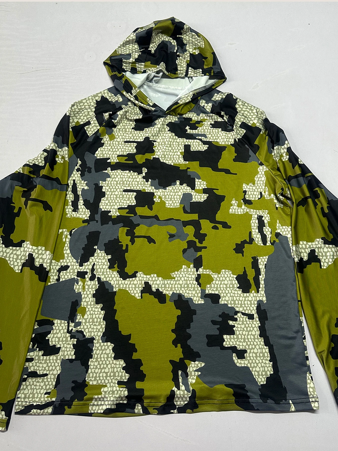 Men\'s Camouflage Long Sleeve Fishing Hoodie Anti-UV Sun Protection UPF 50+ for Hunting Jungle Outdoor Activities Jersey