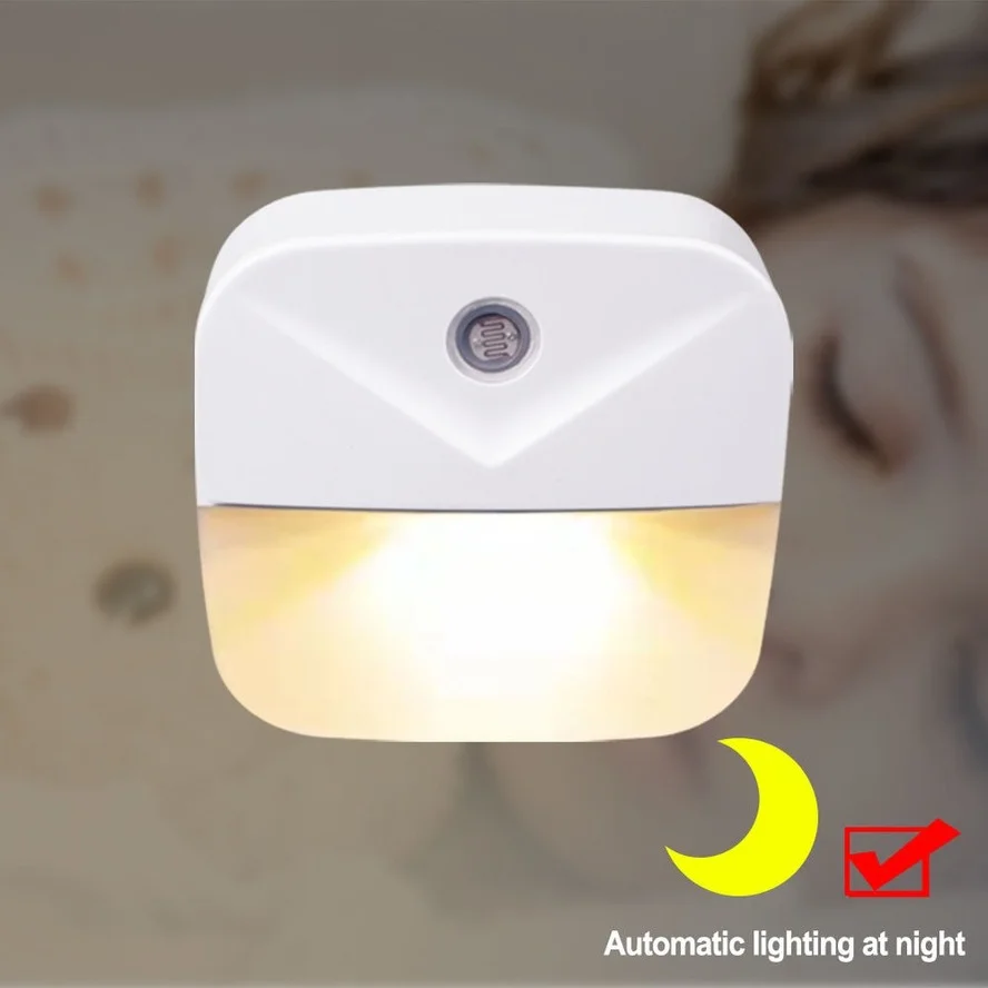 LED Night Light Wireless Light control Sensor  EU Plug Dusk-to-Dawn Night Lights For Baby Kids Bedside Bedroom Corridor Lamp