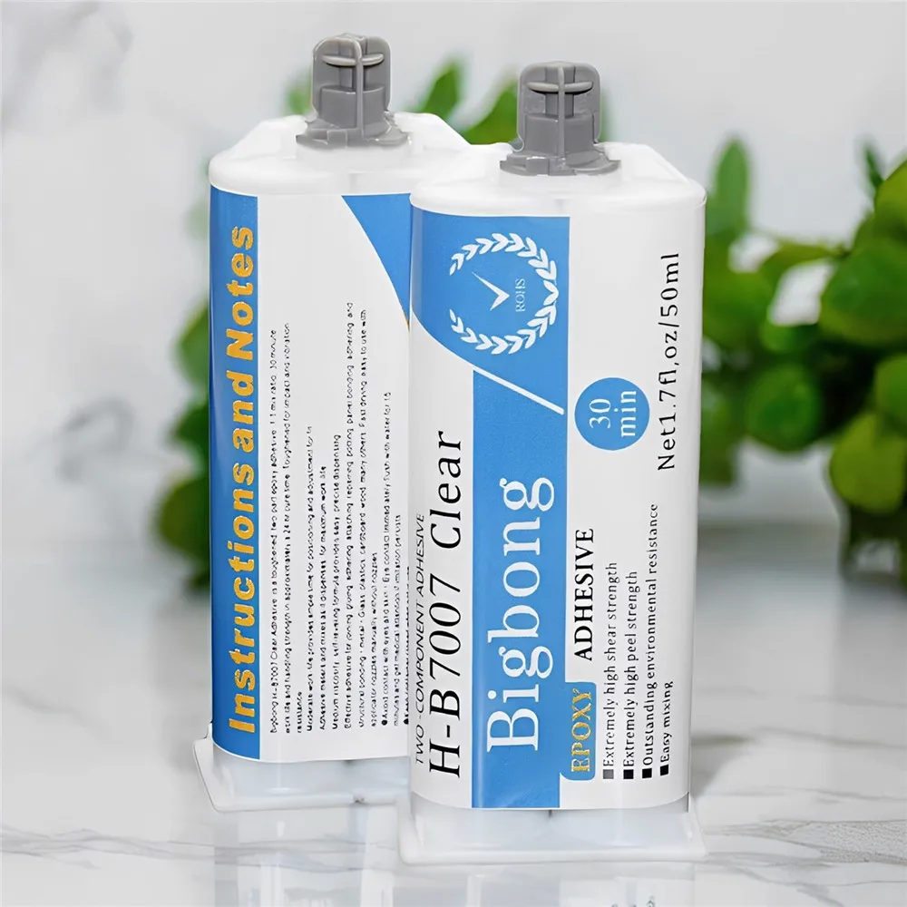 2pcs 1:1 에폭시 수지 AB 접착제 강력한 코킹 접착제 50ml 투명 구조용 접착제 50ml 1:1 코킹 건 애플리케이터