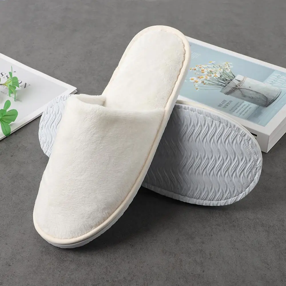 

Нескользящие дышащие теплые тапочки для мужчин и женщин, однотонные универсальные тапочки, одноразовые гостиничные тапочки, мягкие бархатные тапочки