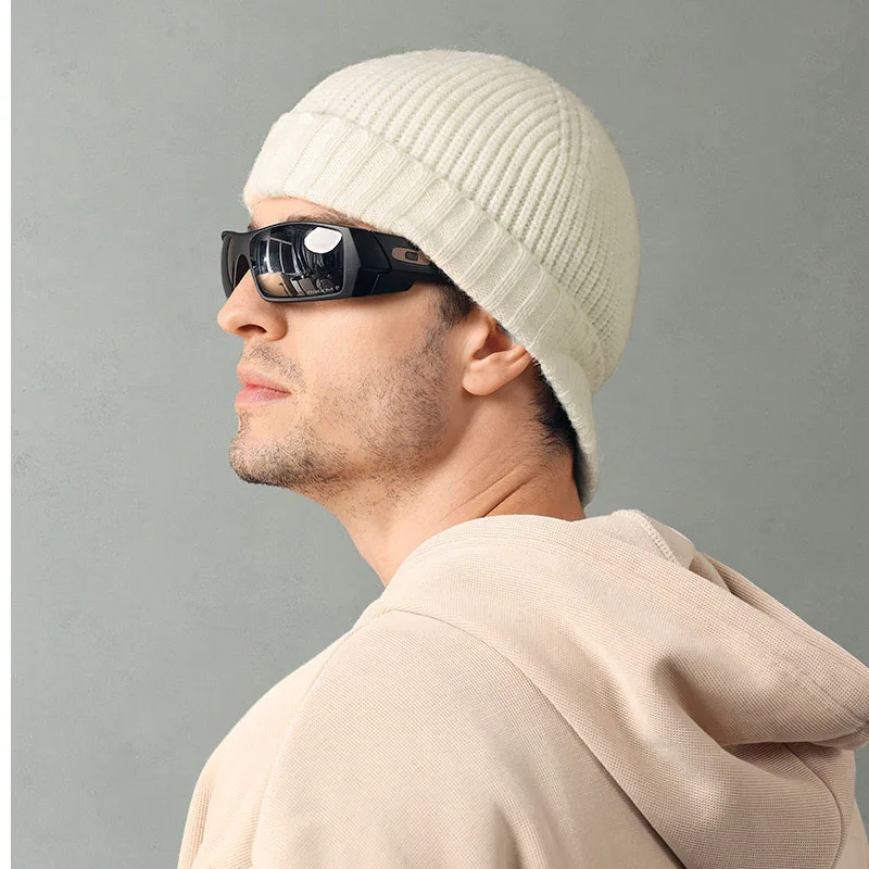 Men\'s Winter Baseball Cap Solid Color Kintted Beanies Damp Woolen Hat Men\'s Warm Cold Hat Casual Hiphop Skuilles Cap for Male
