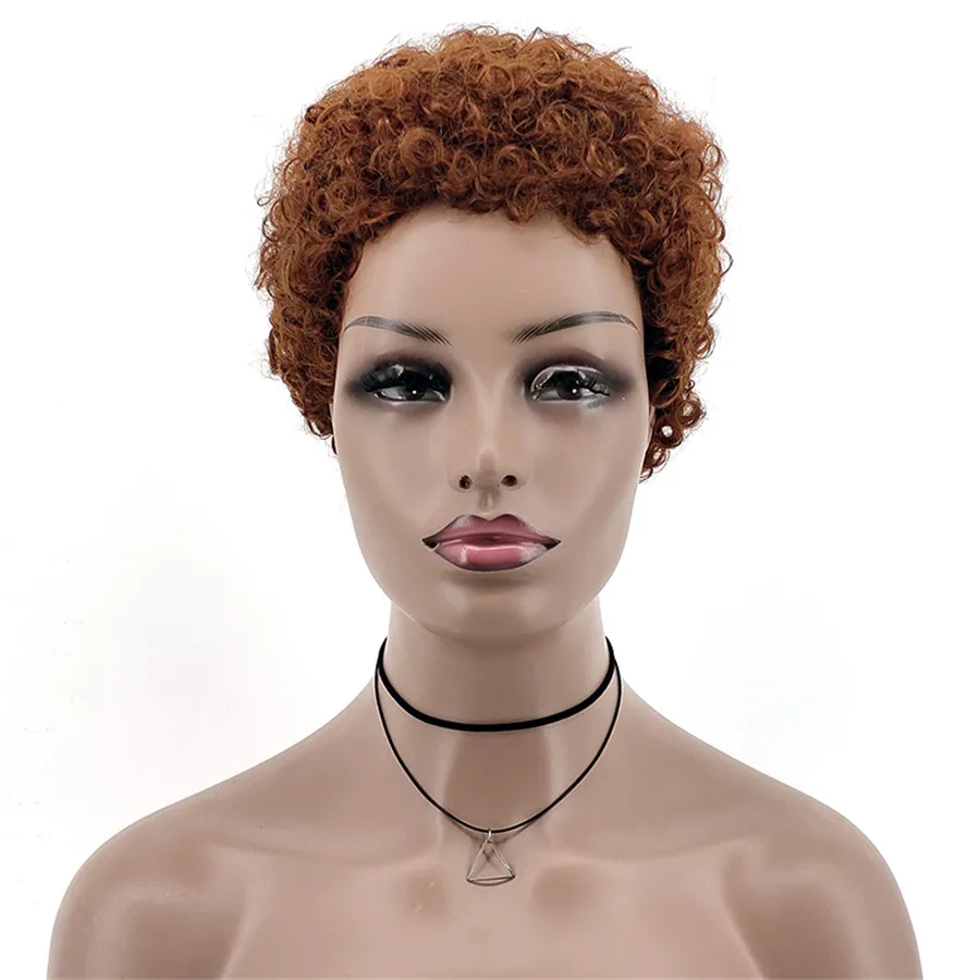 MSIWIGS Afro Kinkly Curly Wig for Women African Light Brown Short Synthetic Hair Black Cute Natural