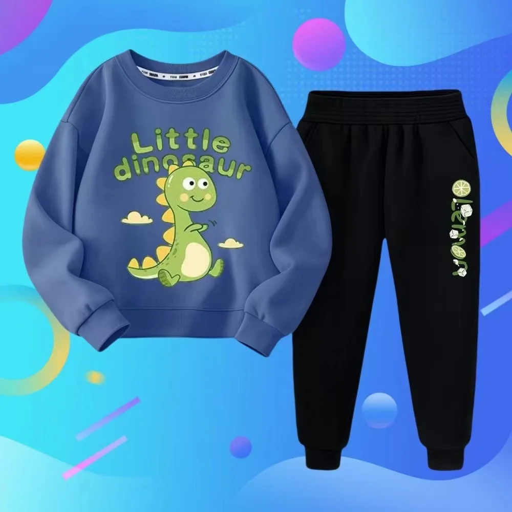 Frühling Baby Jungen Kleidung Set Kind Mädchen Cartoon Dinosaurier Gedruckt Sweatshirts Pullover Top Und Hosen 2PCS Anzug Kinder Trainingsanzüge