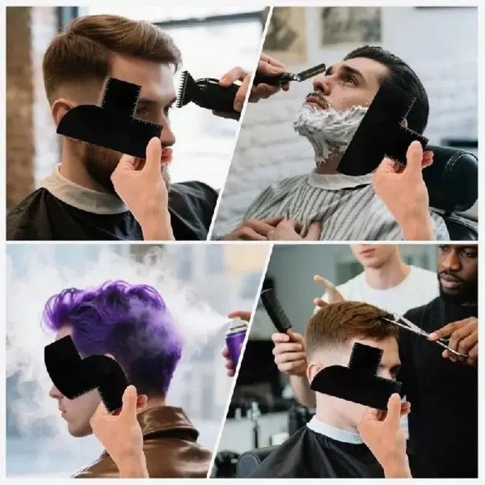 

4Pcs Lineup Guide Hairline Enhancement Card Professional Shape Up Beard Shaping Tool Precision graduated scale
