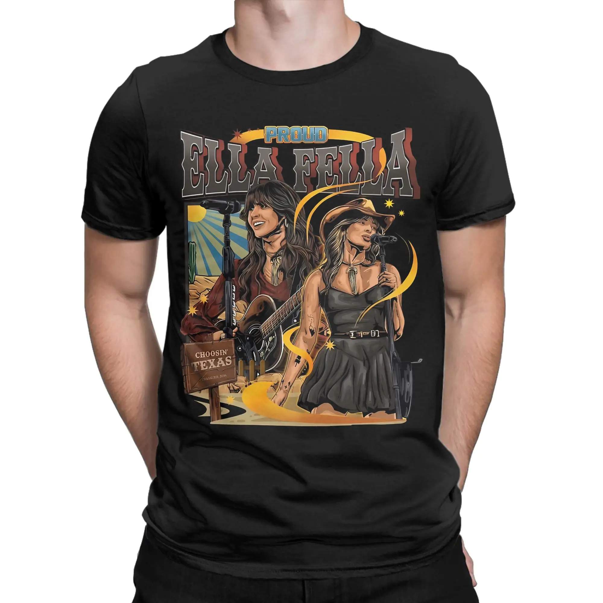 Men Women T-Shirt Proud Ellas Fella Cowgirl Vintage Cotton Tee Shirt Short Sleeve  T Shirts Crew Neck Clothing 6XL