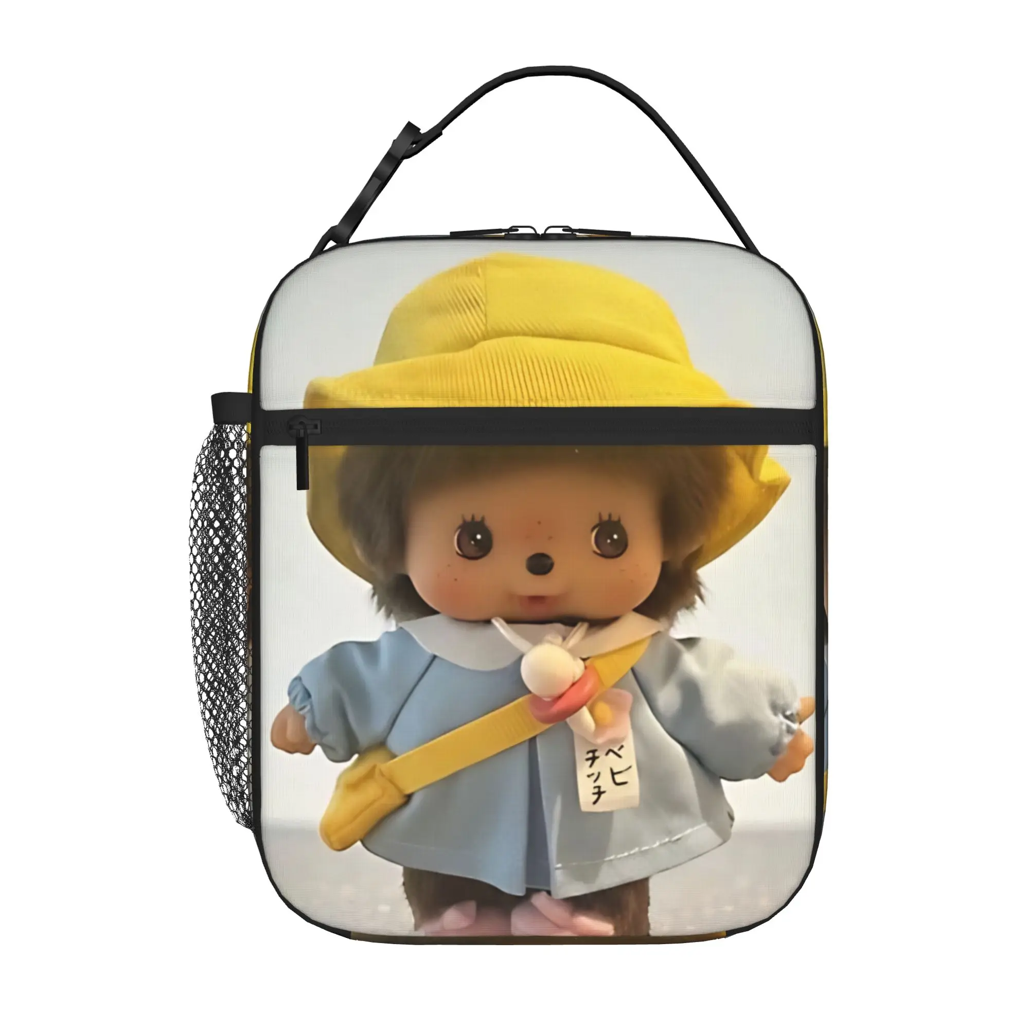 

1 Piece Zipper Closure Kindergarten Kawaii Animal Storage Bag Pocket M-Monchhichi School Lunch Food Box Reusable For Food Bag