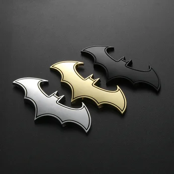 New 3D Car Sticker Metal Bat Decal Gold/Silver/Black Auto Vehicle Emblem Tail Badge Cool Styling Motorcycle Decoration Accessory