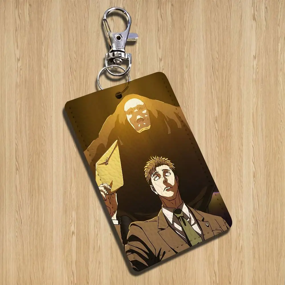 mental breakdown Hiromi Higuruma Rectangle ID Card Case Keychain Access Card Bag Key Tag Ring Leather Card Holder Key Ring view 3