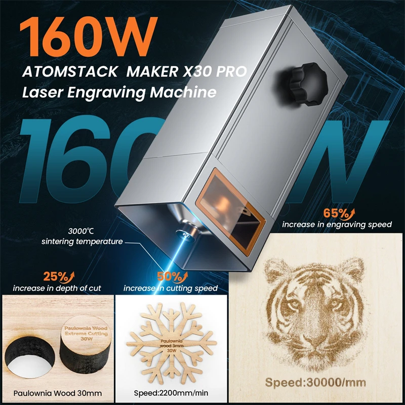 Grawer laserowy Atomstack X30 Pro 33W Wyjściowa maszyna do grawerowania laserowego CNC z asystentem powietrza do drewna, akrylu, metalu, ceramiki,