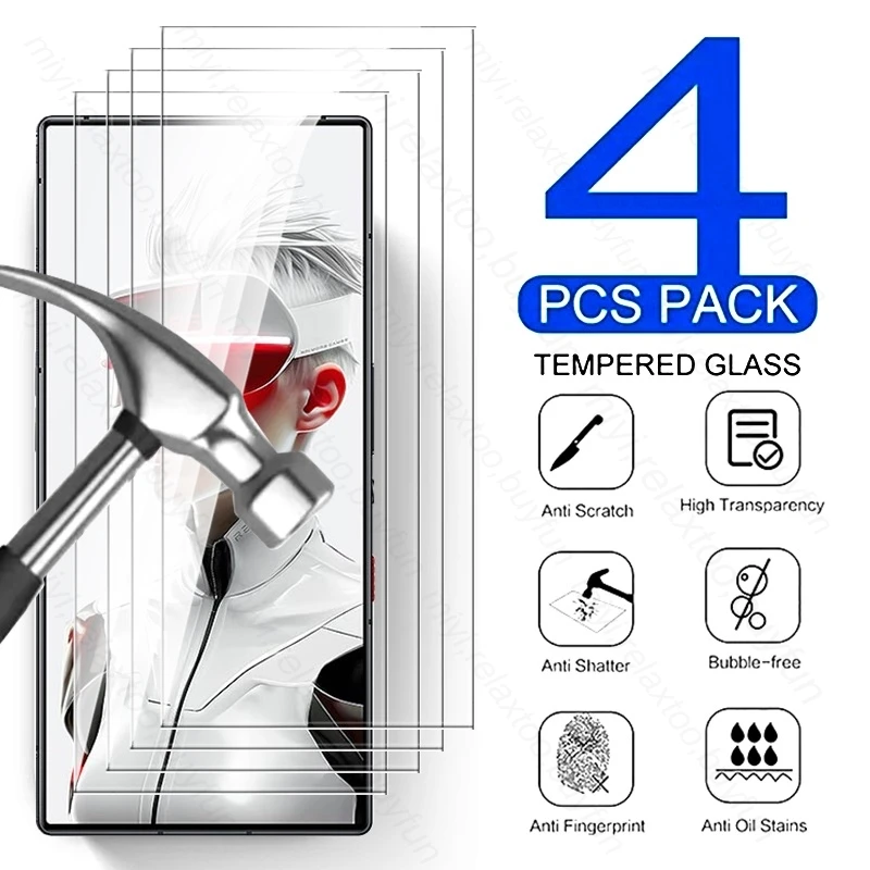 Redmagic9spro Case 4PCS Full Cover Tempered Glass For ZTE nubia Red Magic 9 s 9s Pro 5G Protective Glass On Redmagic 9sPro 2024