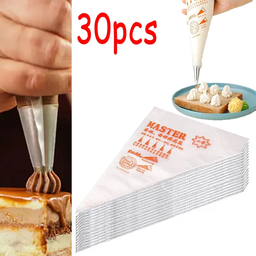 30pcs Disposable Pastry Bags Cake Cream Decoration Kitchen Icing Food Preparation Bags Cup Cake Piping Tools For Baking