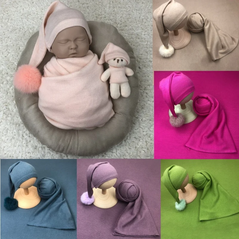 

Newborn Photo Props Baby Photography Hat Wrap Cloth Background Blanket Baby Photo Supplies Modeling Clothing Props