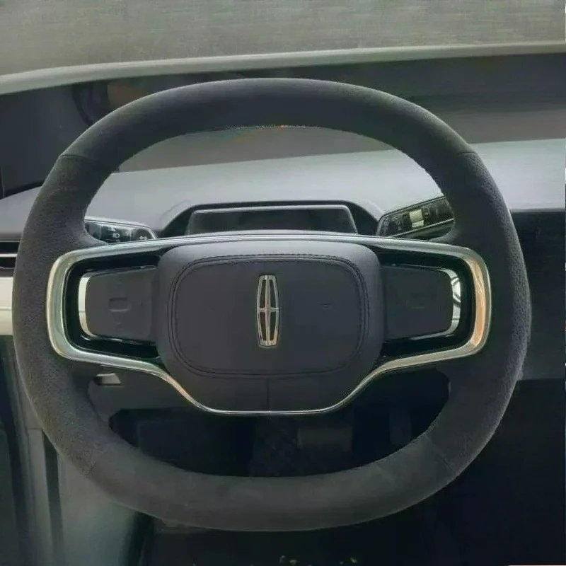 

Чехол на руль автомобиля из черной кожи ручной работы, нескользящий, с возможностью индивидуального дизайна, для Lincoln Nautilus 2023.